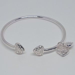 Bracelet Sterling Silver Cuff Bangle With Heart